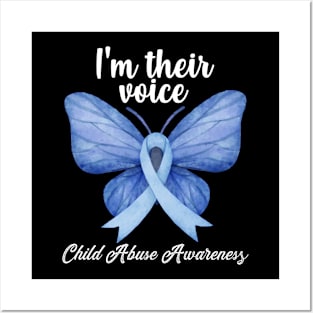 Child Abuse Prevention Awareness Month Blue Ribbon gift idea Posters and Art